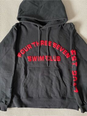 437 Swim Club Grey and Red Hoodie